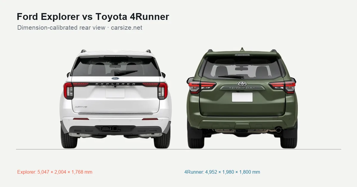 Ford Explorer and Toyota 4Runner compared to scale from the rear