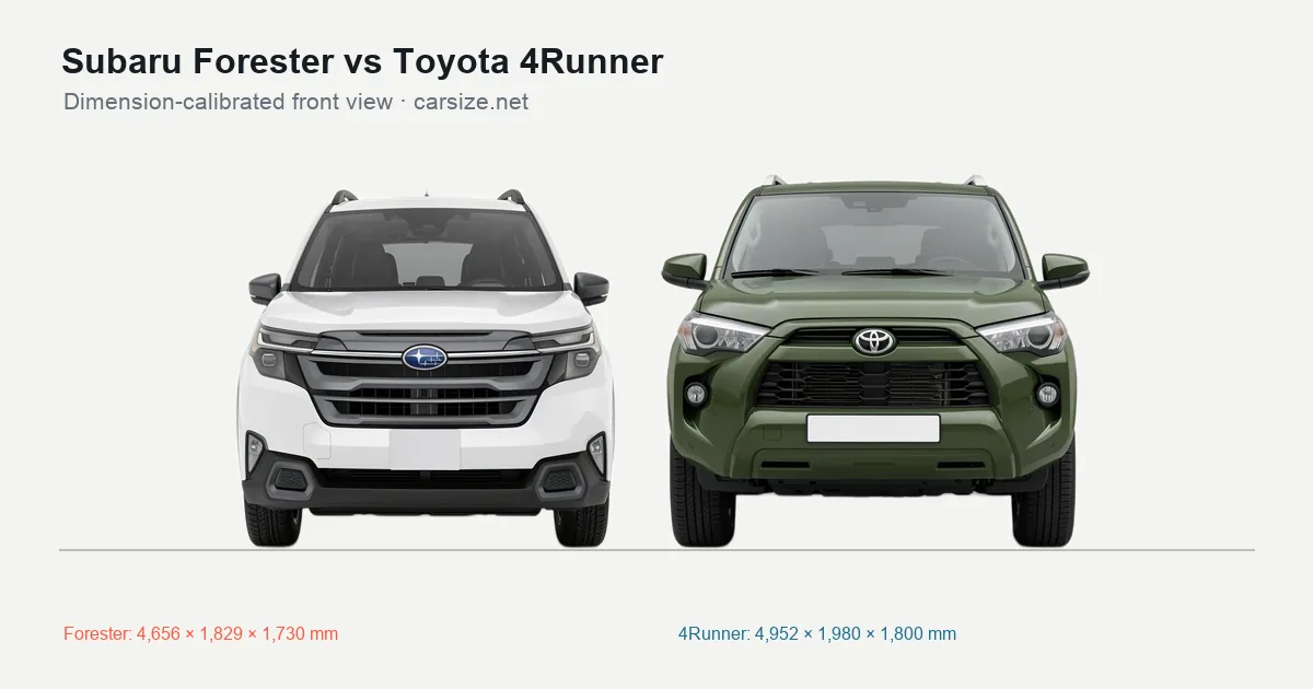 Subaru Forester and Toyota 4Runner compared to scale from the front